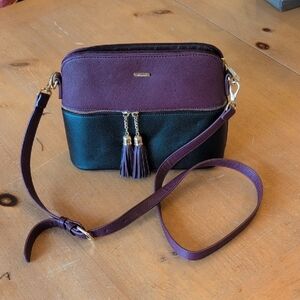 Chic Two-Tone Crossbody Bag in Purple and Black